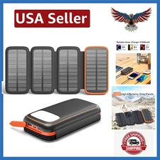 Solar Charger Power Bank – 27000mAh USB C Solar Phone Charger with 3 USB Outp...