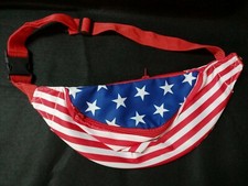 Fanny Pack USA American Flag With 2 Zipper Pouches New-44
