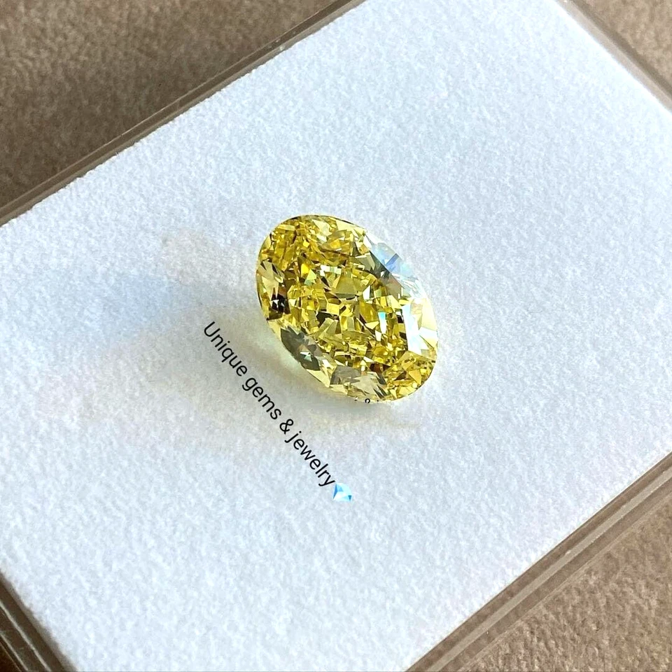 7 Ct Fancy yellow Oval Cut VVS1 Diamond Premium Quality Loose Gemstone 14x10MM - Image 3 of 4