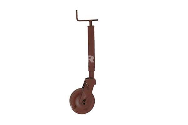 Servotimone per rimorchio agricolo, quadro 70, corsa 250x850 mm, ruota in ferro
