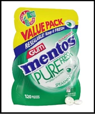 Mentos Pure Fresh Spearmint Sugarfree Gum Extra Value Pack, 120 Count