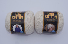 Lion Brand Yarn 2pc Lot Worsted Weight 98 Natural 100 Pure Cotton
