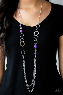 Modern Motley Purple Long Necklace and 