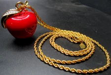 KJL KENNETH J LANE Sparkling Ice Rhinestone Red Apple Necklace