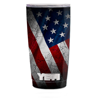 Skin Decal for Yeti 20 oz Rambler Tumbler Cup / American Flag distressed