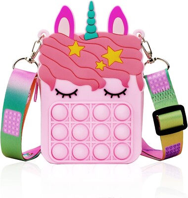 Civan Pink Unicorn Silicone Mini Pop Purse for Girls