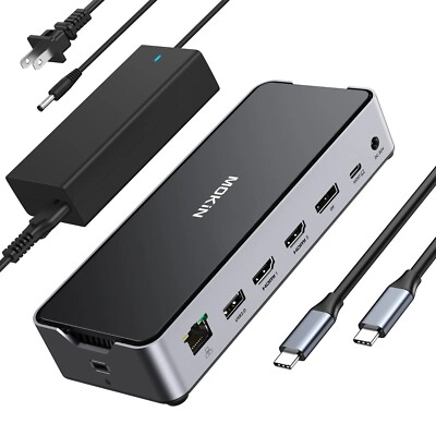 13 IN 1 Laptop USB C Dock Dual Monitor with 2 HDMI DisplayPort