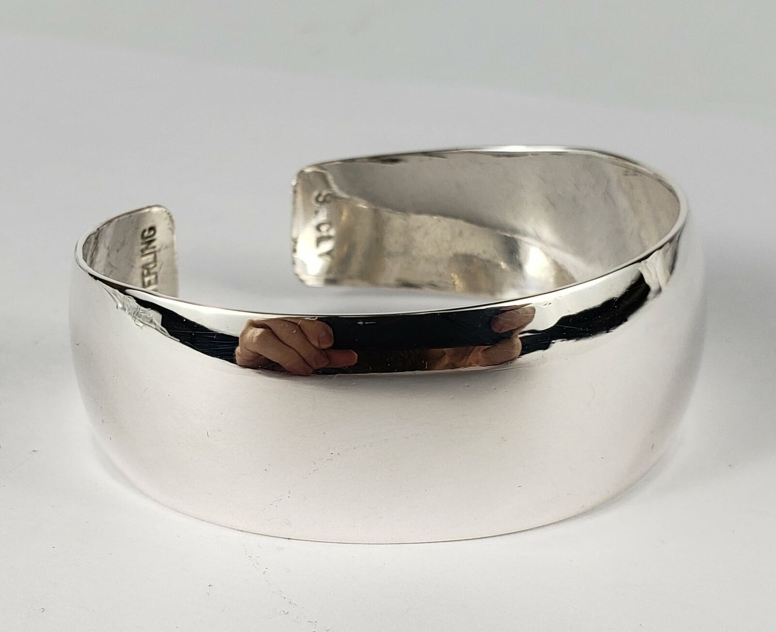 S. CLY 925 Sterling Silver Navajo Native American Handmade Cuff Bangle  Bracelet