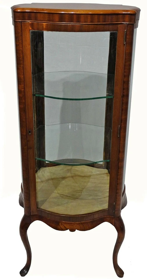 Vitrine arredondada antiga do início do século XX com painéis serpentina - Imagem 3 de 3