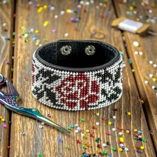 DIY Bead embroidery kit on artificial leather Bracelet