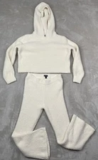 Art Class -Girls Ivory Crop Long Sleeve Hoodie Set Girls L (10/12) (M 7/8)