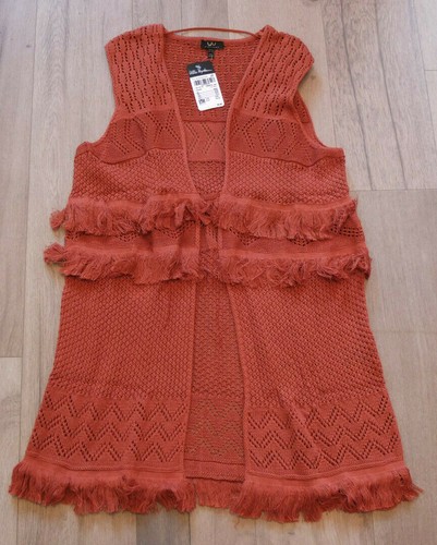 Ulla Popken Knit Long Cardigan Size 50 52 NEW Cape Brick - Picture 5 of 9