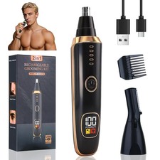Nose and Ear Hair Trimmer for Men Women,2 in 1 LED Display Eyebrow Hair Trimmer