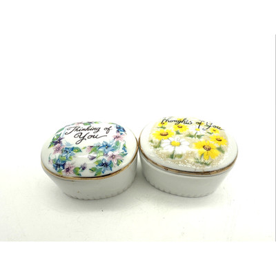 Lot Of 2 Enesco Small Trinket Boxes ''Thoughts of You    Thinking Of You 