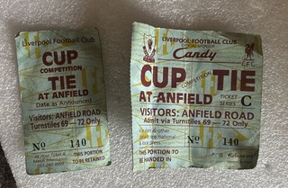 Rare 1989 Liverpool v Brentford FA Cup Quarter Final Ticket & Stub Away Section