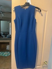 New with Tags Calvin Klein Solid Blue Sleeveless Zip Up Dress Size 2