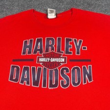 Harley Davidson Hannums Chadds Ford PA Red Graphic T-Shirt Mens 2XL Made in USA