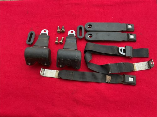 1980-1986 FORD BRONCO REAR SEAT BELTS Complete Set Black OEM 78-91 Seatbelts
