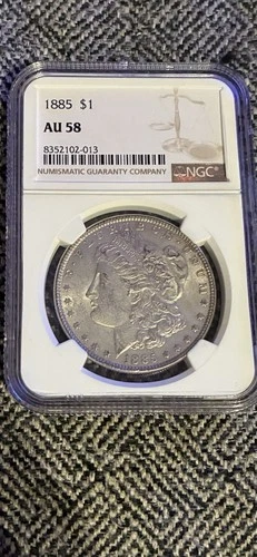 1885 MORGAN SILVER DOLLAR NGC CERTIFIED AU 58 Beautiful Coin!