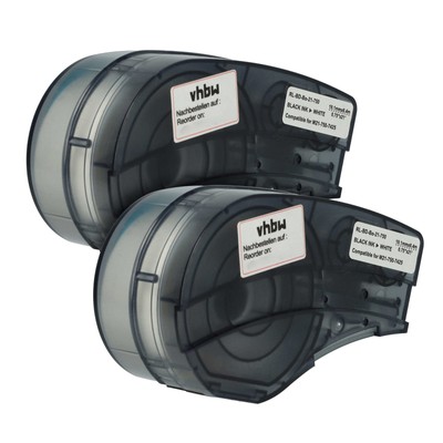 2x Schriftband Ersatz für Brady M21-750-7425 Schwarz/Weiß 19,05mm 6,4m