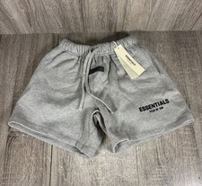 Essentials Fear of God Men's Gray Fleece Sweat Shorts Drawstring Logo Size 10