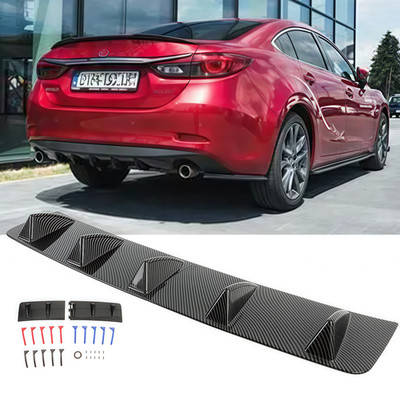 For Mazda 6 2003-2021 Rear Diffuser Bumper Spoiler Splitter 5-Fins Carbon Fiber