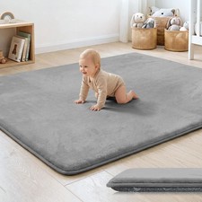 1.3" Thick Baby Floor Play Mat 50x50, Basic Padded Foam Mat for Tummy Time Cr...