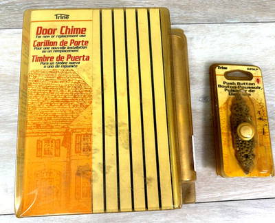 Vintage TRINE 2 Note Chime Front/Back Door Set up HARDWIRED w/ Push Button #78/M