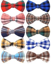 10 Pack Plaid Large Dogs Collar Attachment Bow Ties Embellishment Plaid-B