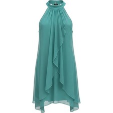 Linea 120% Lino Turquoise Teal Linen Halter Dress Y0W49ATE517900 NWT IT 44 US 8