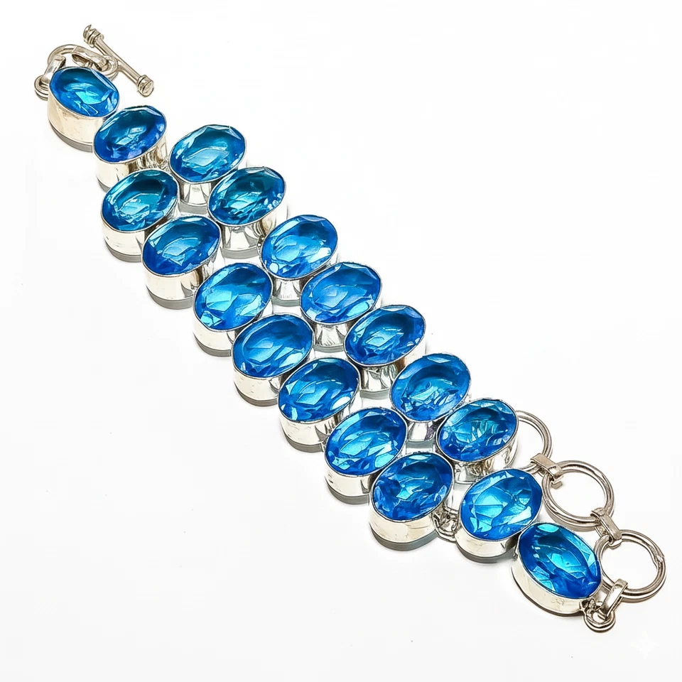 Attraktive Topas Edelstein Kette Armband 925 Sterling Silber für Damen