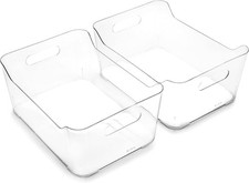 Plastic Storage Bins, Large - 2 Pack, Clear THE SOHO COLLECTION Pantry