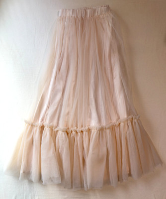 Mable Apricot Tulle Mesh Lace Long Midi Maxi Skirt Size Small