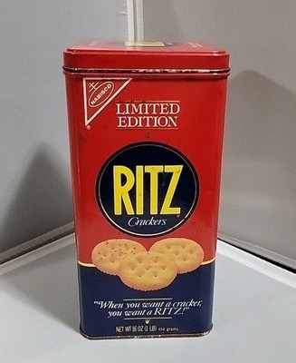 Nabisco Ritz Crackers Tin 1987 Limited Edition  Container Red Vtg
