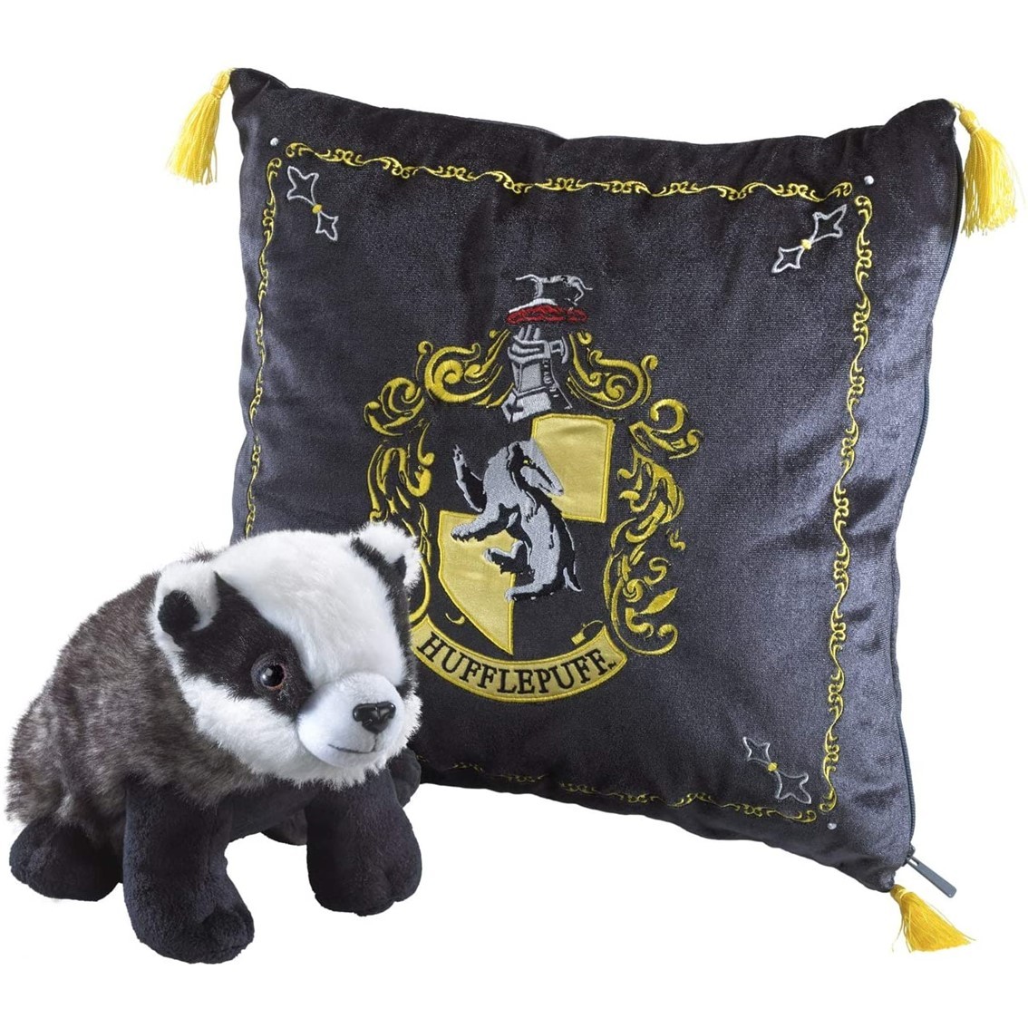 Peluche Pack The Noble Collection Harry Potter Tejon Mascota Hufflepuff + Cojin