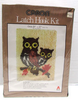 VTG 1978 CARON Latch Hook Kit OWLs on Branch 20"x27" Rug Wall Hanging NEW