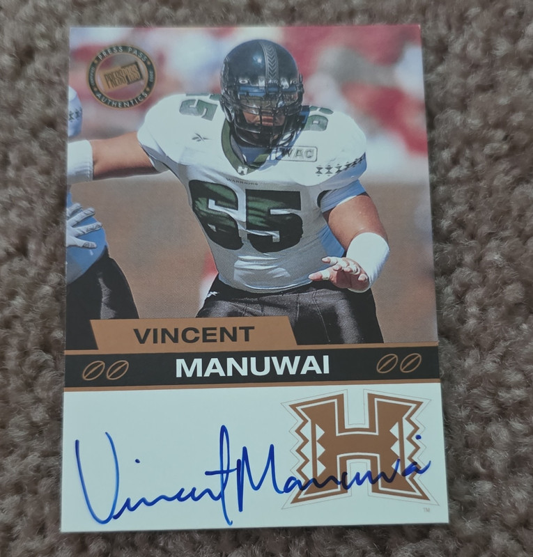 Press Pass 2003 Draft Pick Vincent Manuwai Hawaii #43 Auto Certified Authentic