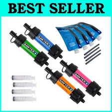 Mini Water Filtration System 4-Pack for Camping