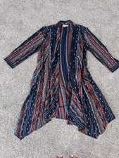 World Market Women s 100 Cotton Navy Blue Multicolored Kimono Jacket Boho S/M