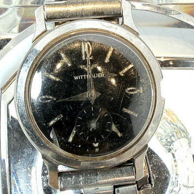 Vintage Longines Wittnauer Black Dial Sub Sec Mechanical Wind FOR PARTS / REPAIR