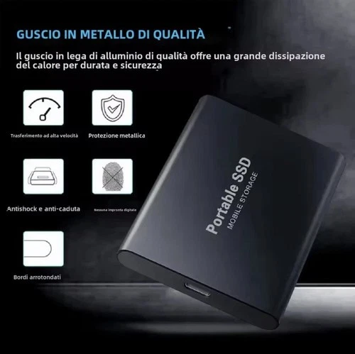 HARD DISK ESTERNO 4TB ssd portatile veloce usb 3.1 tipo C per pc mac backup dati