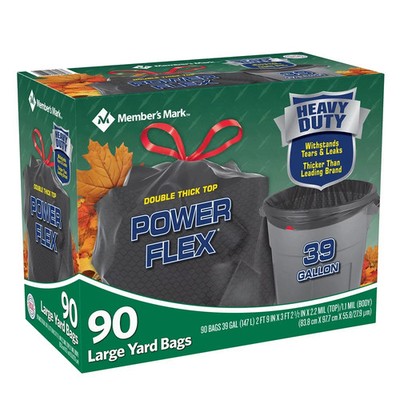 Member's Mark 39 Gallon Power Flex Drawstring Yard Trash Bags (90 ct.)