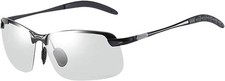 White-Black Polarized Photochromic Sunglasses UV400 Sports Sunglasses Day and...