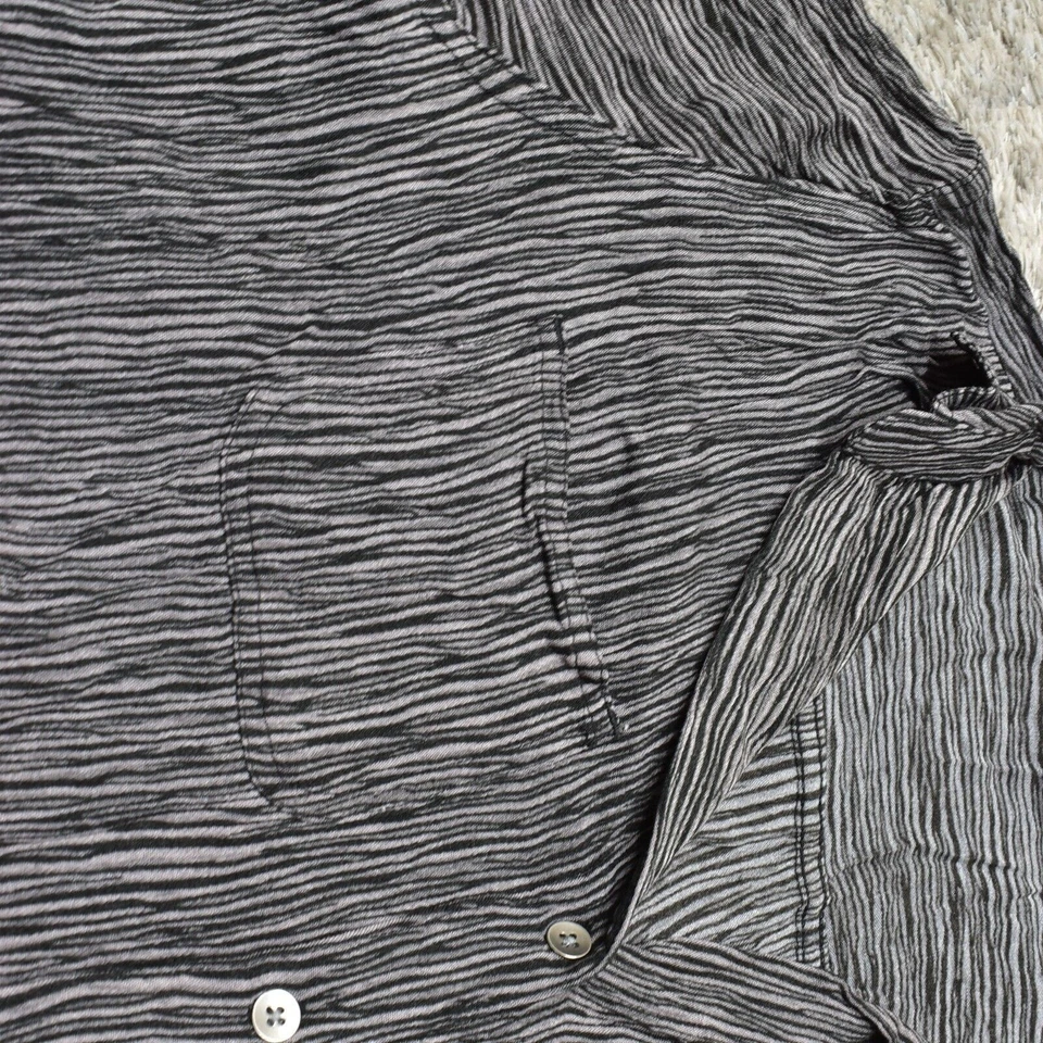 Rock & Republic Mujer Talla M Abotonada Manga Larga Gris Rayas Poliéster Collar Foto 4 de 4