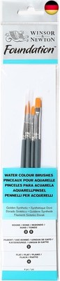 Winsor & Newton 5295014 Foundation Pinselsets, Aquarellpinsel, 4er Set,