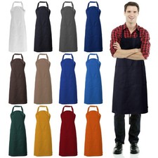 Adjustable Bib Apron with 2 Pockets for Men Women Chef Kitchen Cooking Black
