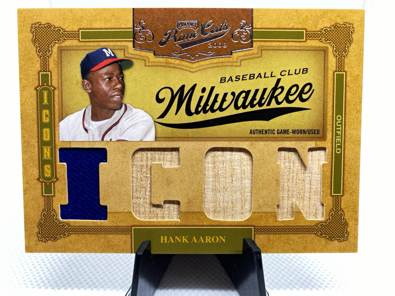 2008 Hank Aaron Prime Cuts Game-Worn/Used Jersey+Bat Relic Card #6/10 - POP 1 🔥