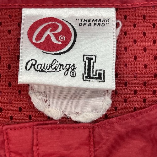 Vintage Rawlings Warmup Jacket Mens L Red Windbreaker Pullover Nylon Vented - Picture 2 of 12