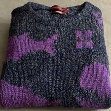 Ralph Lauren Chaps Vintage 90s Gray Purple Wool Sweater M Japan