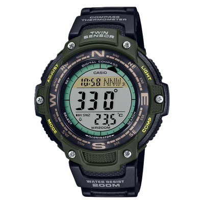 Casio Men's Outdoor Digital Compass Watch with Green Dial - SGW-100-3A